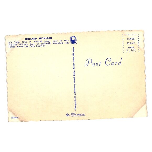Colorful Holland Michigan Tulip Festival Postcard Retro Volendam Costumes Tour - Picture 2 of 2